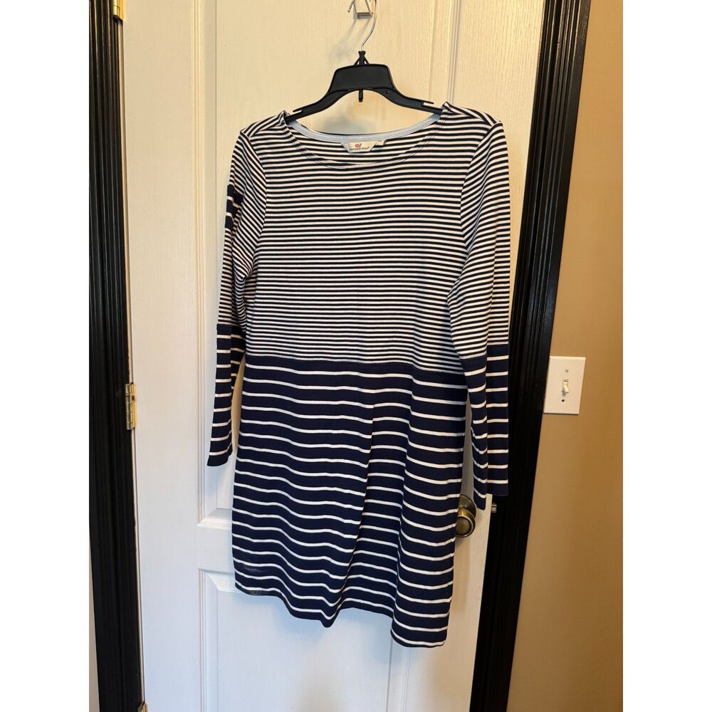 Vineyard Vines Long-Sleeve Mixed Stripe Knit Dress Deep Bay Navy & White
